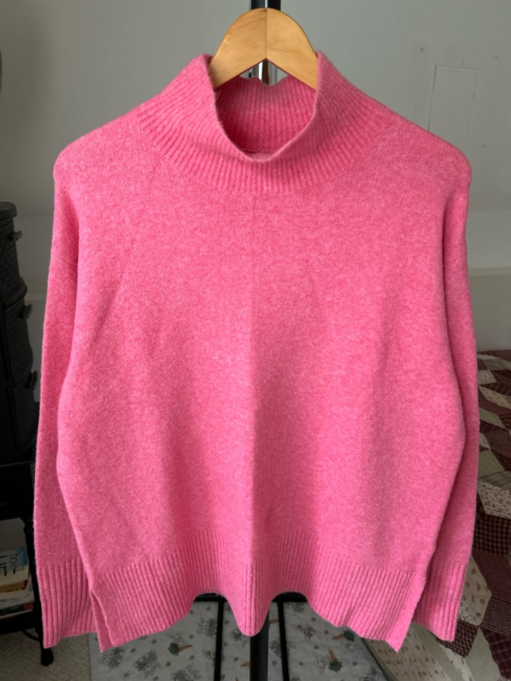 J. Crew Extra Soft Knit Mock Neck Pullover Sweater Pink Medium